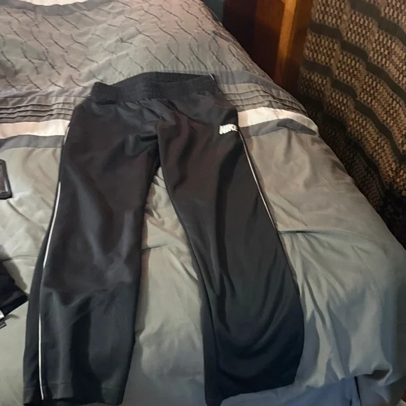 Nike Black Athletic Pants with White Logo - Picture 1 of 4